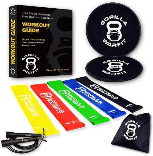 Gorilla Warfit Core Sliders (with Resistance Bands and Jump Rope)