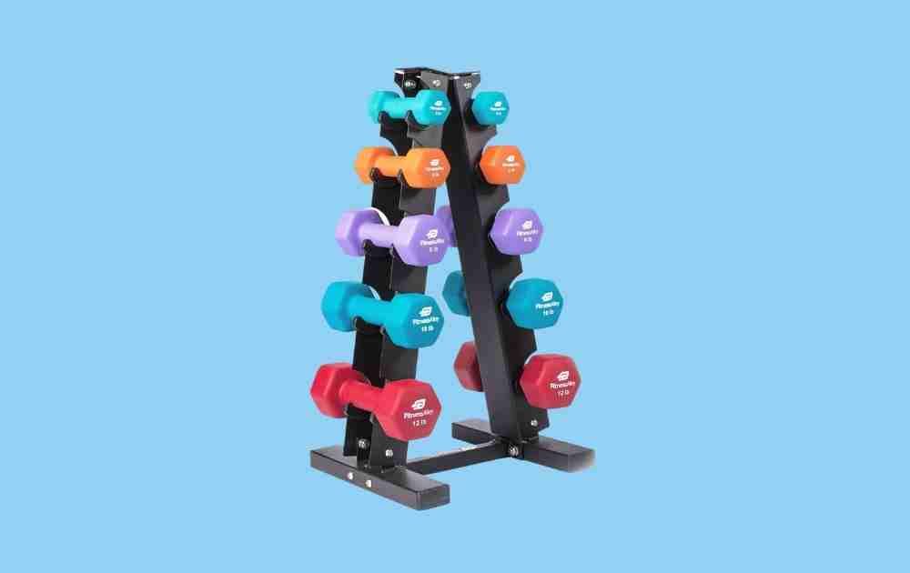 Fitness Alley Neoprene Dumbbell Set with Steel Rack